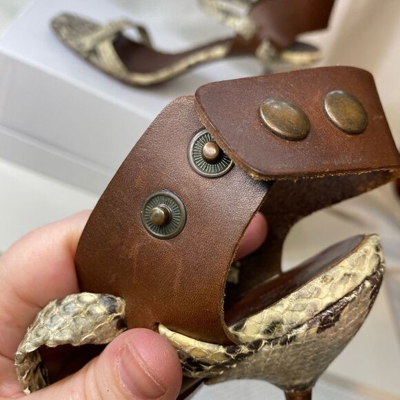 Pedro Garcia Snakeskin Leather Heels Size 39 (8.5) Made in Spain Metal Stiletto - Picture 11 of 13